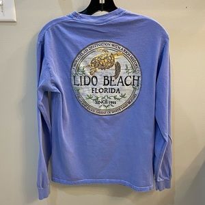 Lido Beach Turtle Graphic L/S Periwinkle Tee S Comfort Colors Choulnard